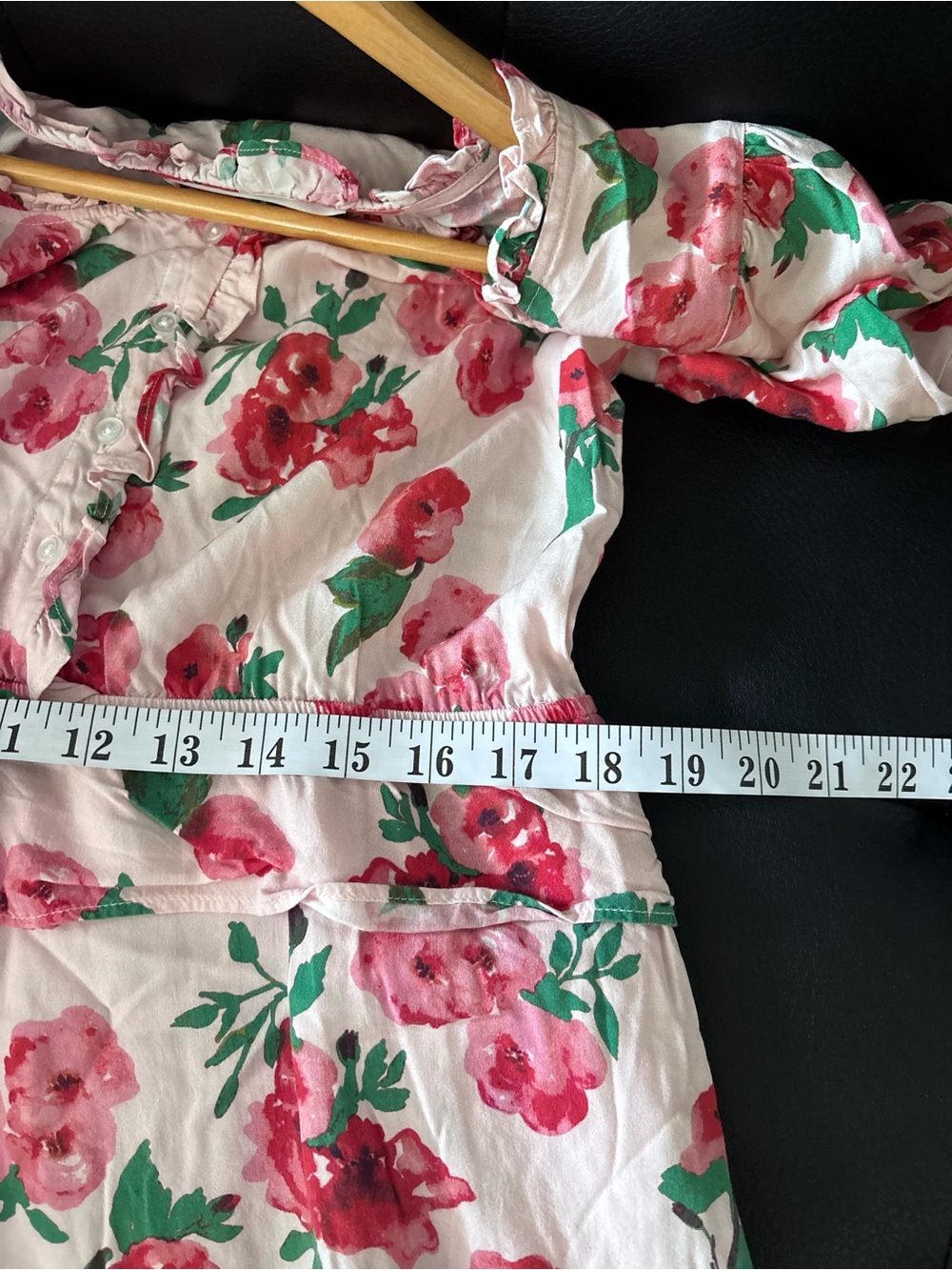 Sonnet James Vintage-Inspired Pink Floral Midi Dress with Ruffle Waist - Picture 7 of 11